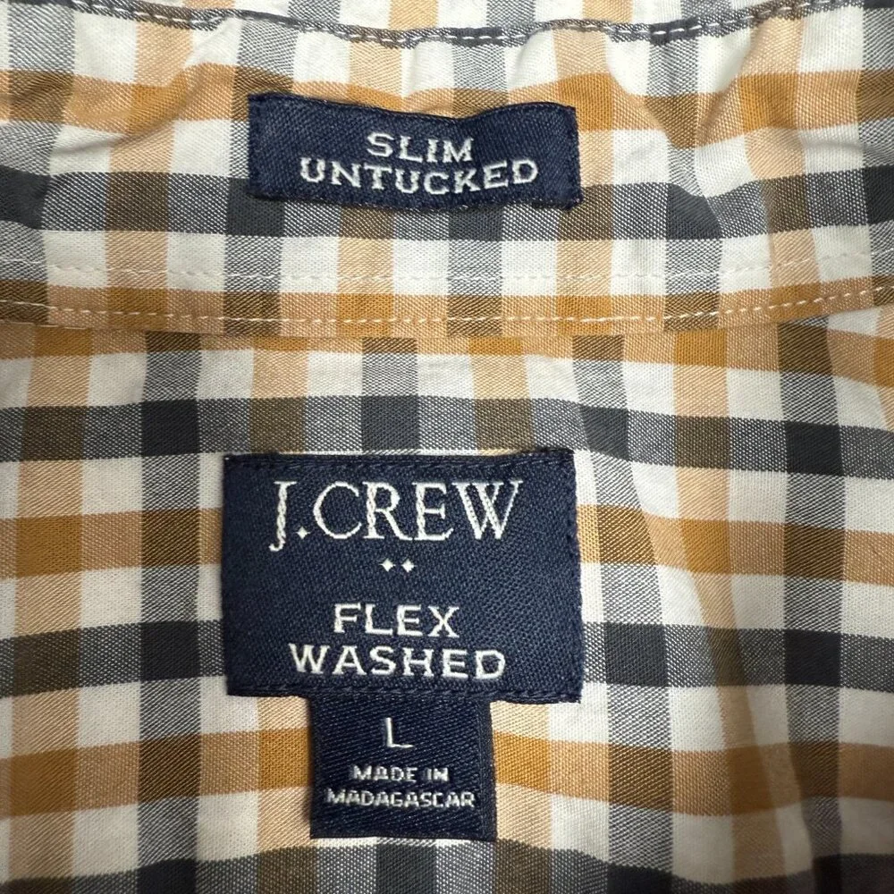 EUC Men's J. CREW‎ Flex Washed Slim Untucked Button-down Dress Shirt | Size L